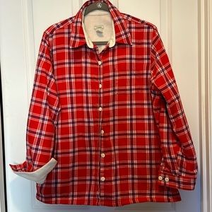 Early 2000’s LLBean Ladies Fleece Lined Relaxed Fit Plaid Flannel Shirt Size L